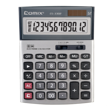 Comix Hot Selling Office Dual Power 12 -Ziffern Grey Desktop Taschenrechner